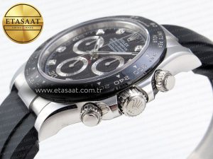 Daytona 116519 APSF 1:1 Best Edition Black Diamonds Dial on Oysterflex Rubber Strap SH4130 - Görsel 8