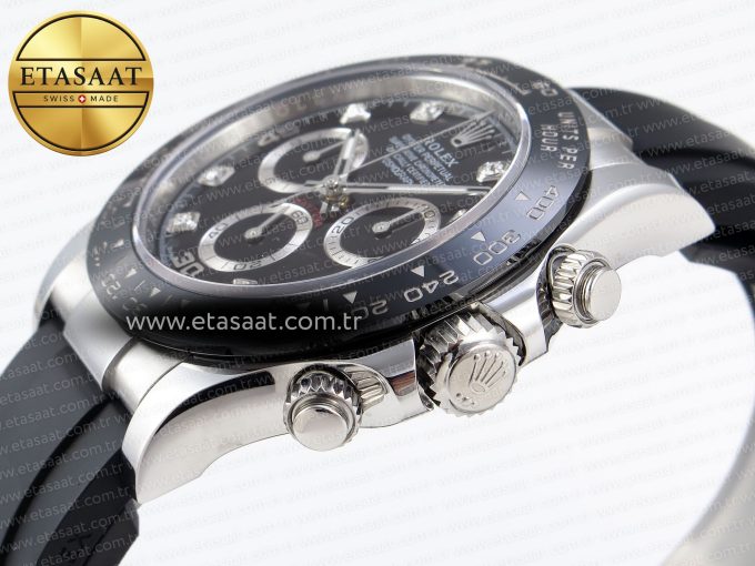 Daytona 116519 APSF 1:1 Best Edition Black Diamonds Dial on Oysterflex Rubber Strap SH4130 - Görsel 8