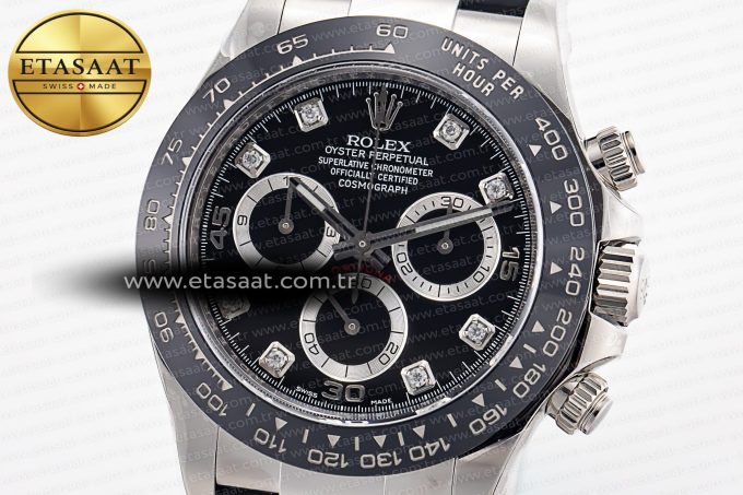 Daytona 116519 Clean Factory 1:1 Best Edition Black Diamonds Dial on Oysterflex Rubber Strap SA4130 - Görsel 4