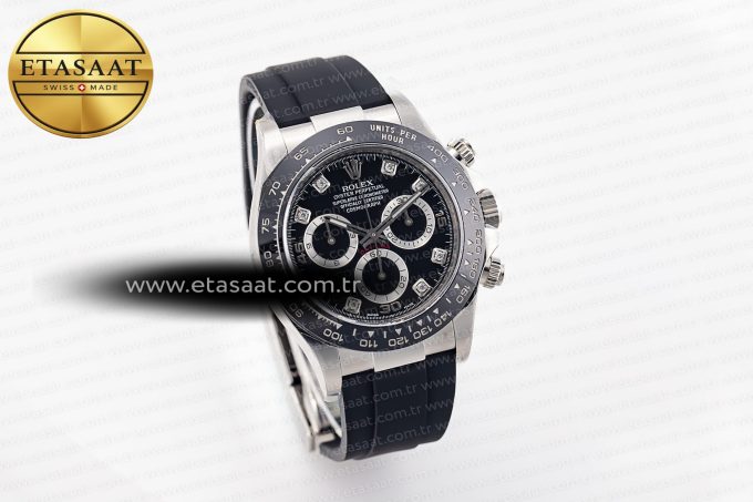 Daytona 116519 Clean Factory 1:1 Best Edition Black Diamonds Dial on Oysterflex Rubber Strap SA4130 - Görsel 5