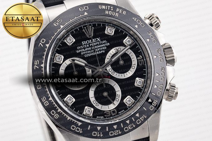 Daytona 116519 Clean Factory 1:1 Best Edition Black Diamonds Dial on Oysterflex Rubber Strap SA4130 - Görsel 6