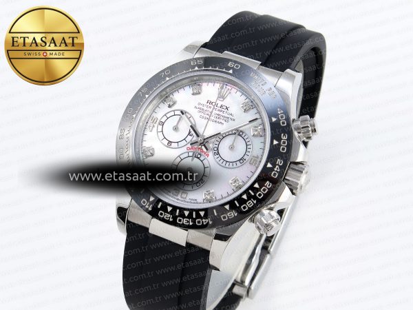 Daytona 116519 SS OMF Best Edition White MOP Diamonds Dial on Oysterflex Strap A7750 (Slim Movement)