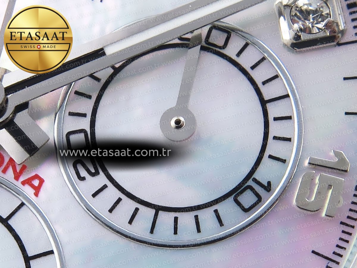 Daytona 116519 SS OMF Best Edition White MOP Diamonds Dial on Oysterflex Strap A7750 (Slim Movement) - Görsel 11
