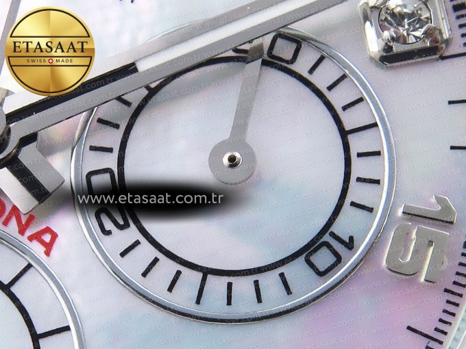 Daytona 116519 SS OMF Best Edition White MOP Diamonds Dial on Oysterflex Strap A7750 (Slim Movement) - Görsel 11