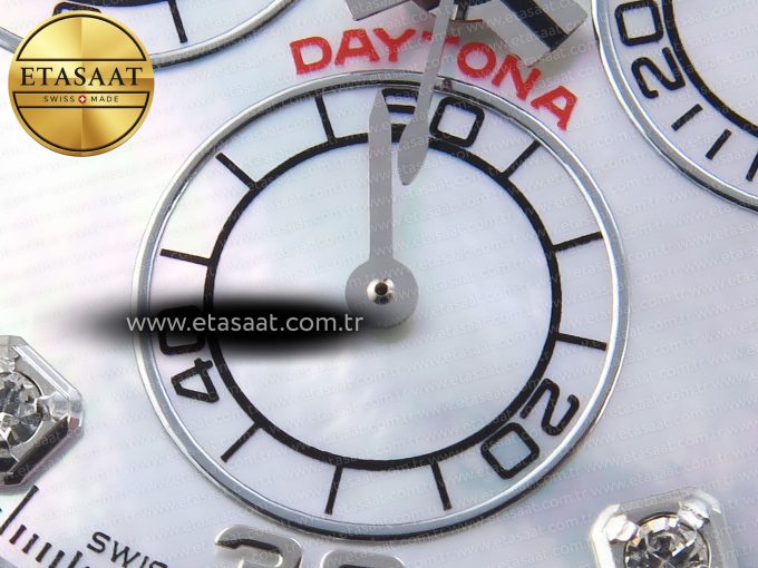 Daytona 116519 SS OMF Best Edition White MOP Diamonds Dial on Oysterflex Strap A7750 (Slim Movement) - Görsel 12