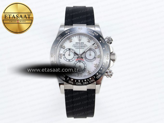 Daytona 116519 SS OMF Best Edition White MOP Diamonds Dial on Oysterflex Strap A7750 (Slim Movement) - Görsel 3