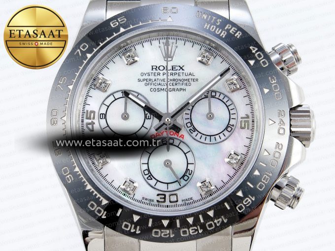 Daytona 116519 SS OMF Best Edition White MOP Diamonds Dial on Oysterflex Strap A7750 (Slim Movement) - Görsel 4