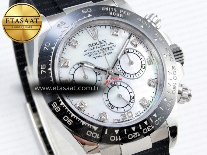 Daytona 116519 SS OMF Best Edition White MOP Diamonds Dial on Oysterflex Strap A7750 (Slim Movement) - Görsel 5