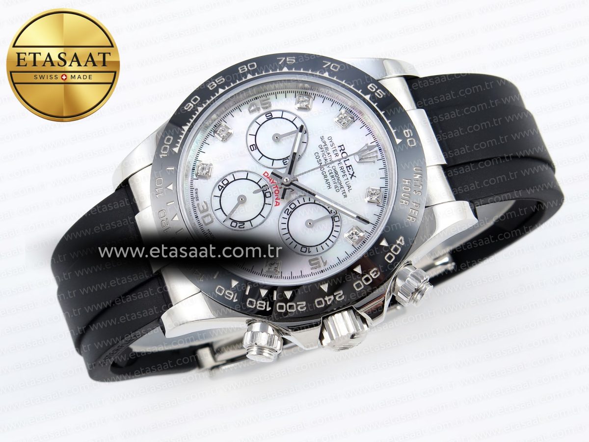 Daytona 116519 SS OMF Best Edition White MOP Diamonds Dial on Oysterflex Strap A7750 (Slim Movement) - Görsel 7