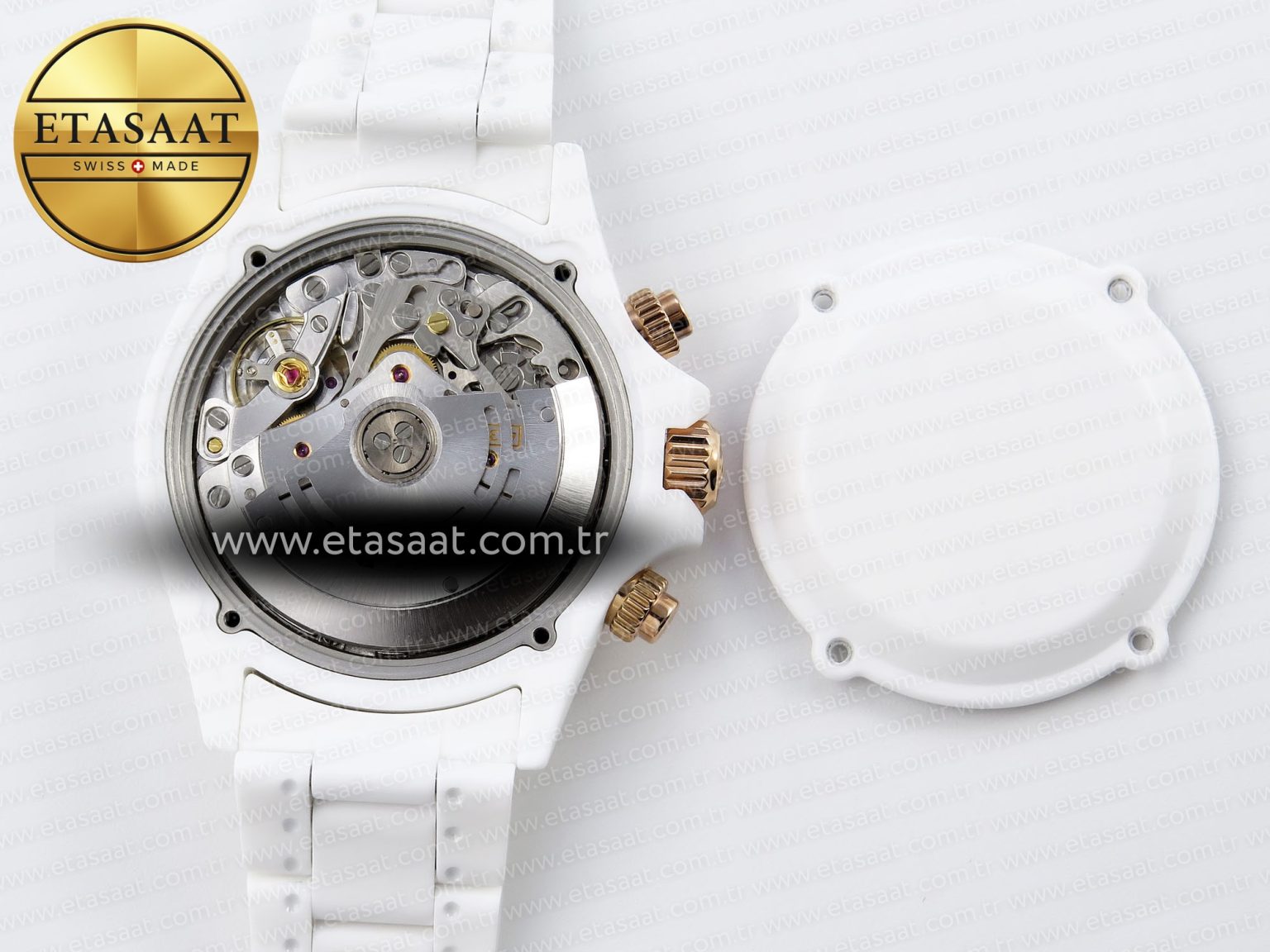 Rolex Daytona White Ceramic Case and Bracelet Pink Dial SA4130 - Görsel 20