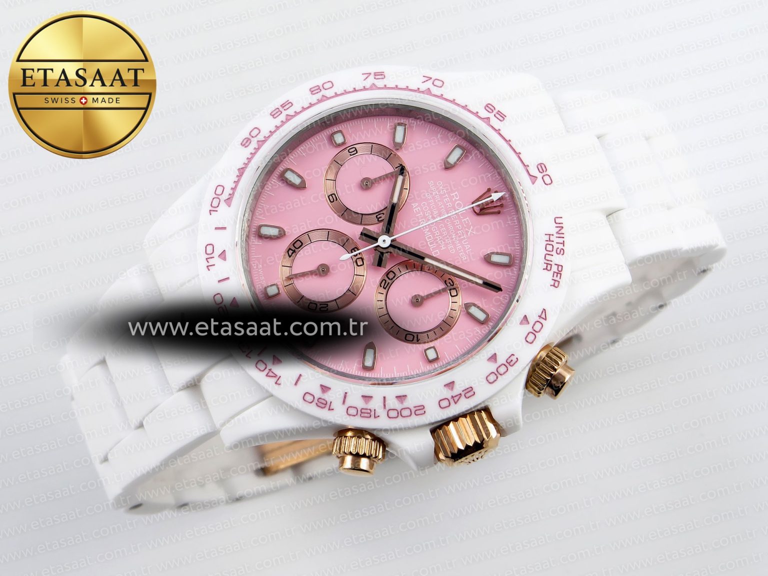Rolex Daytona White Ceramic Case and Bracelet Pink Dial SA4130 - Görsel 7
