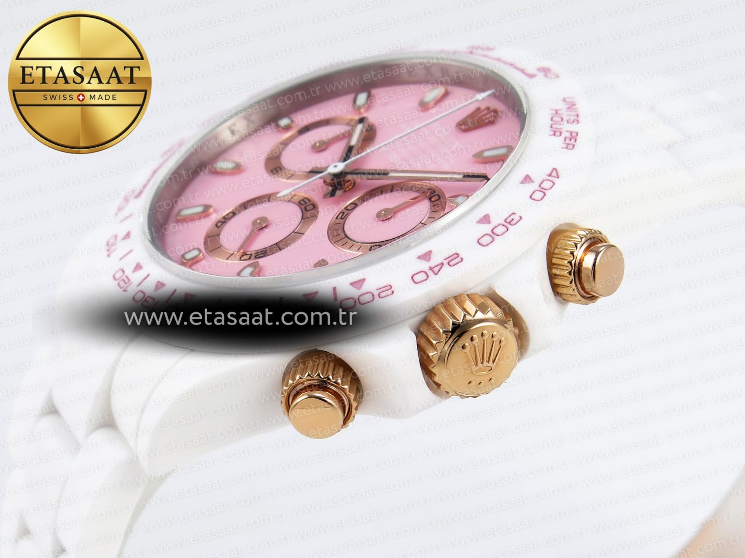 Rolex Daytona White Ceramic Case and Bracelet Pink Dial SA4130 - Görsel 8