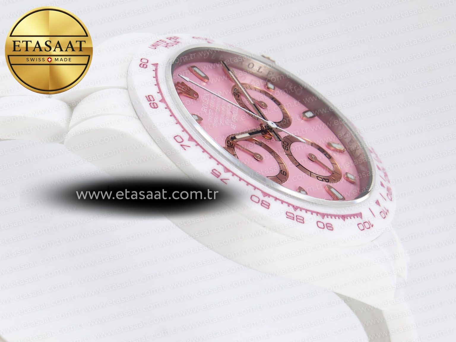 Rolex Daytona White Ceramic Case and Bracelet Pink Dial SA4130 - Görsel 9