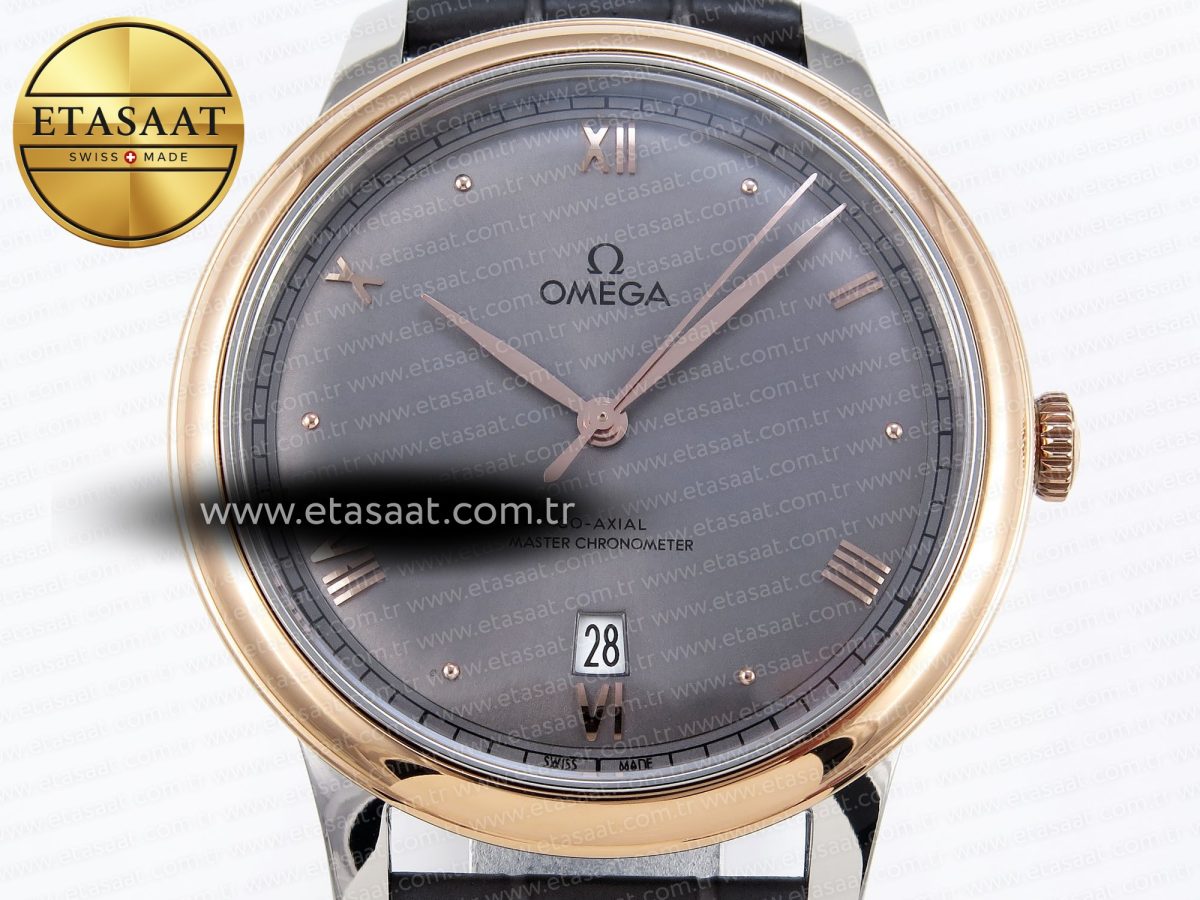 De Ville Date RG MKF 1:1 Best Edition Gray Dial Roman Marker on Gray Leather Strap A8800 - Görsel 4