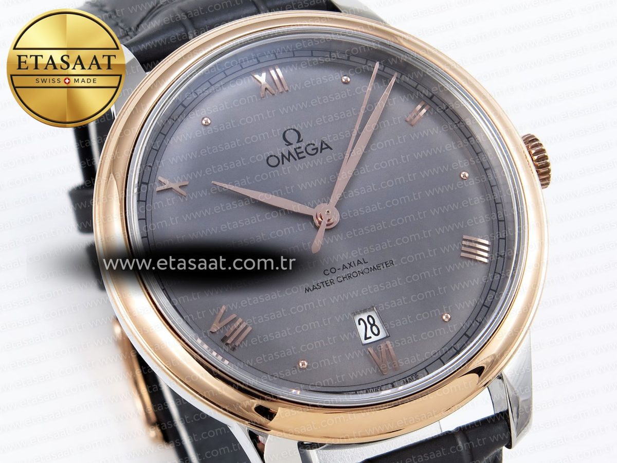 De Ville Date RG MKF 1:1 Best Edition Gray Dial Roman Marker on Gray Leather Strap A8800 - Görsel 5