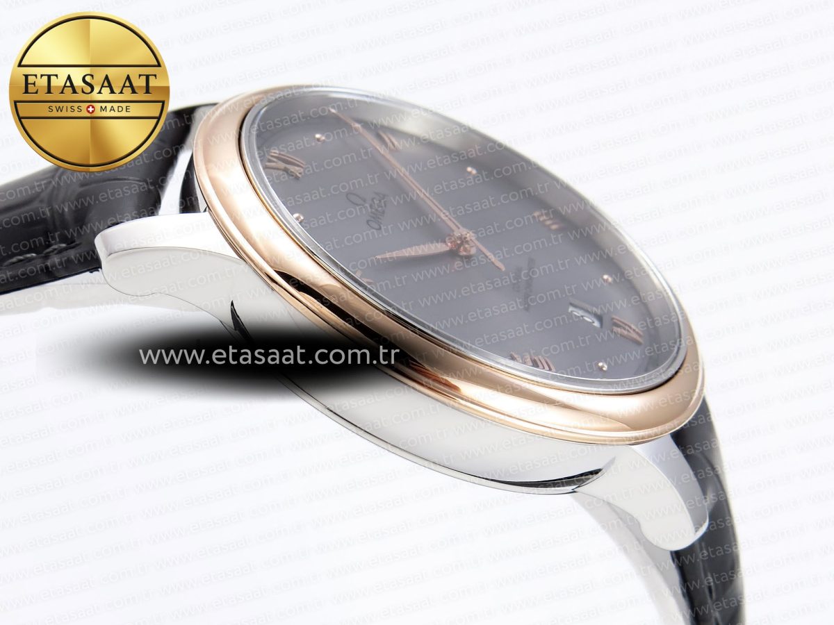De Ville Date RG MKF 1:1 Best Edition Gray Dial Roman Marker on Gray Leather Strap A8800 - Görsel 9