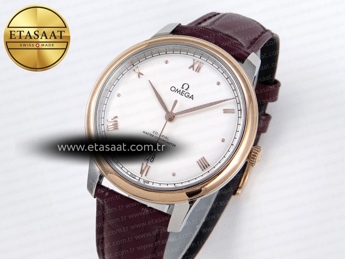 De Ville Date RG MKF 1:1 Best Edition White Dial Roman Marker on Brown Leather Strap A8800 - Görsel 1