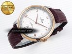 De Ville Date RG MKF 1:1 Best Edition White Dial Roman Marker on Brown Leather Strap A8800 - Görsel 7