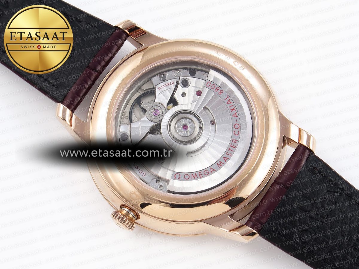 De Ville Date RG MKF 1:1 Best Edition White Textured Dial Roman Marker on Brown Leather Strap A8800 - Görsel 16