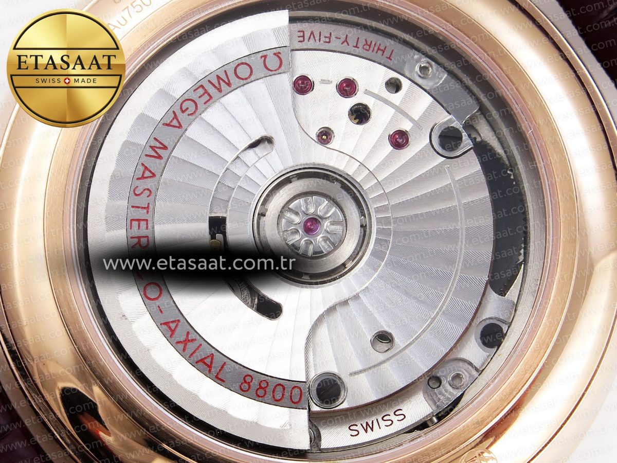 De Ville Date RG MKF 1:1 Best Edition White Textured Dial Roman Marker on Brown Leather Strap A8800 - Görsel 17