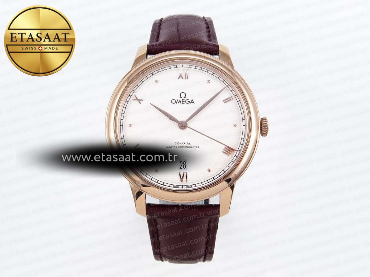 De Ville Date RG MKF 1:1 Best Edition White Textured Dial Roman Marker on Brown Leather Strap A8800 - Görsel 3