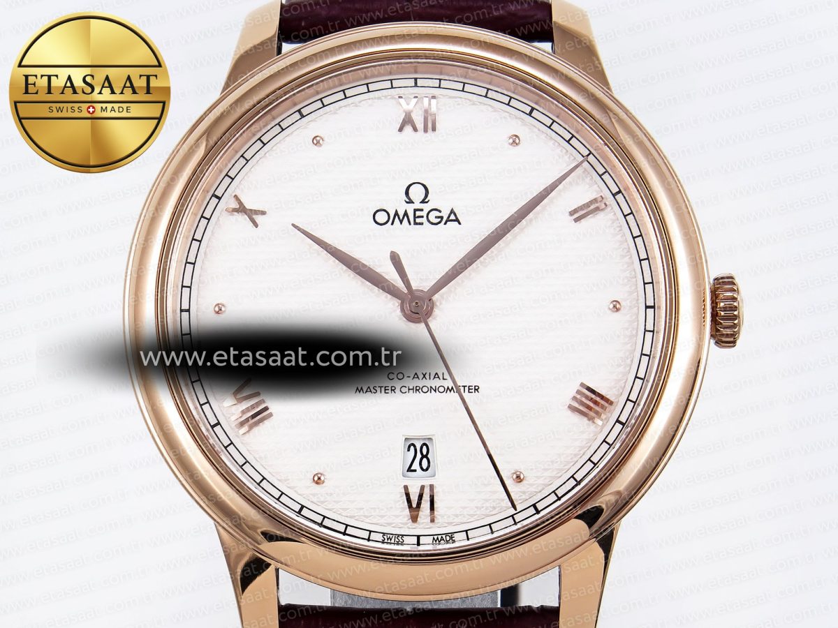 De Ville Date RG MKF 1:1 Best Edition White Textured Dial Roman Marker on Brown Leather Strap A8800 - Görsel 4