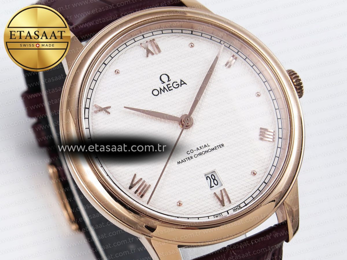 De Ville Date RG MKF 1:1 Best Edition White Textured Dial Roman Marker on Brown Leather Strap A8800 - Görsel 5