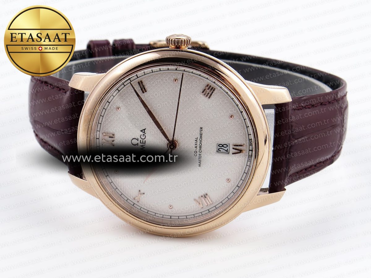 De Ville Date RG MKF 1:1 Best Edition White Textured Dial Roman Marker on Brown Leather Strap A8800 - Görsel 6