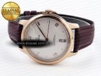 De Ville Date RG MKF 1:1 Best Edition White Textured Dial Roman Marker on Brown Leather Strap A8800 - Görsel 6