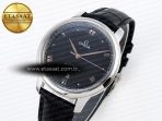 De Ville Date SS MKF 1:1 Best Edition Black Dial Roman Marker on Black Leather Strap A8800