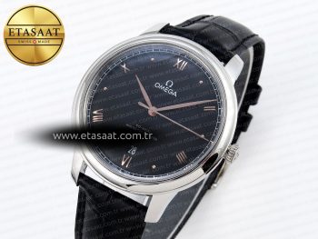 De Ville Date SS MKF 1:1 Best Edition Black Dial Roman Marker on Black Leather Strap A8800
