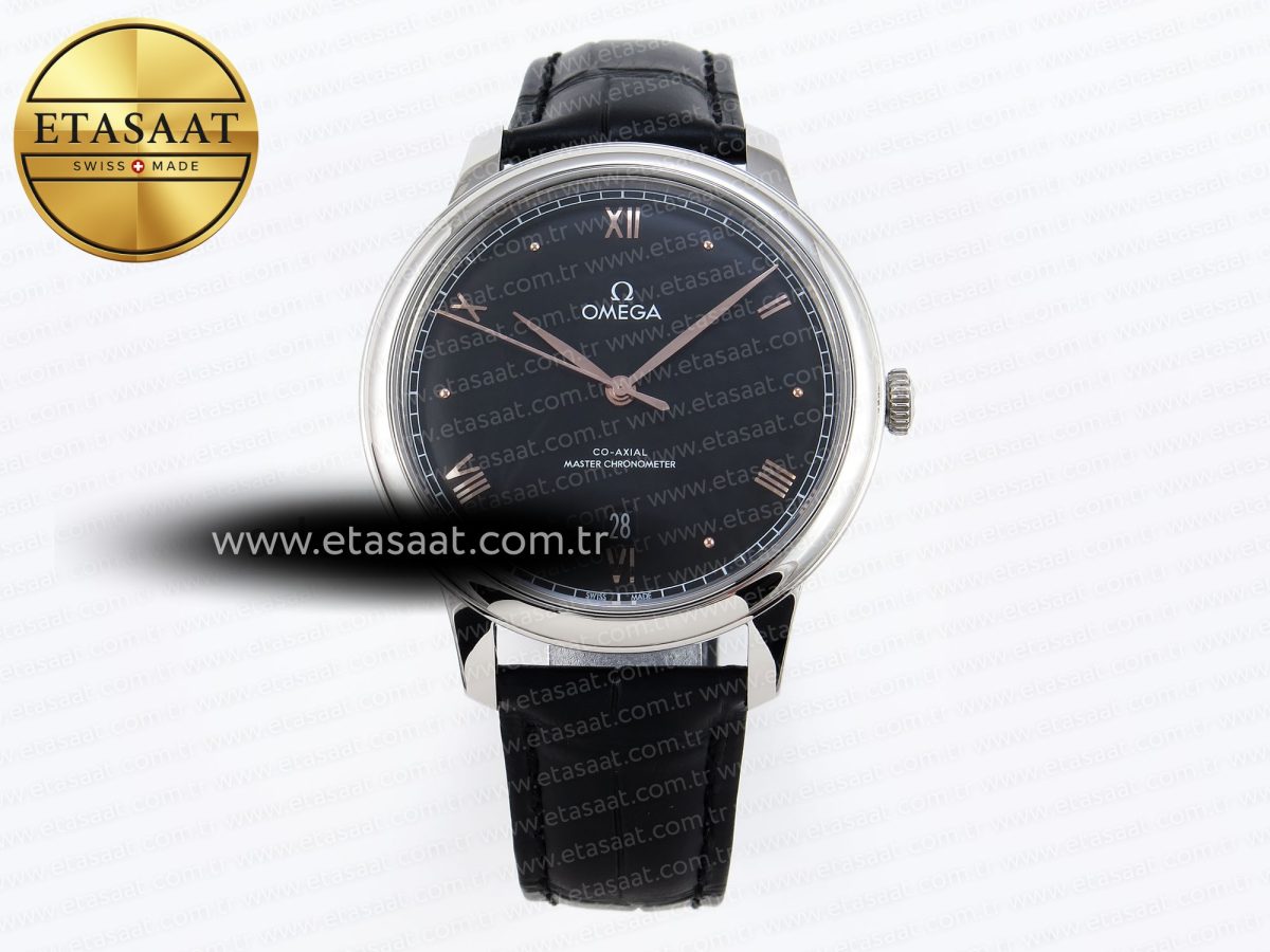 De Ville Date SS MKF 1:1 Best Edition Black Dial Roman Marker on Black Leather Strap A8800 - Görsel 3