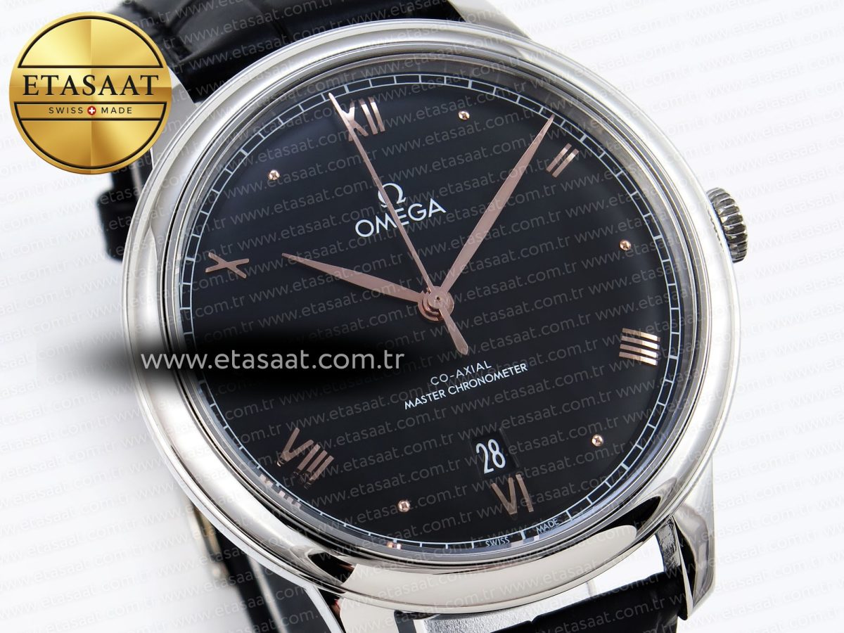 De Ville Date SS MKF 1:1 Best Edition Black Dial Roman Marker on Black Leather Strap A8800 - Görsel 5
