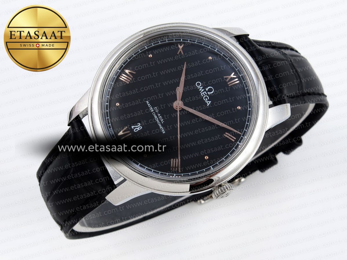 De Ville Date SS MKF 1:1 Best Edition Black Dial Roman Marker on Black Leather Strap A8800 - Görsel 7