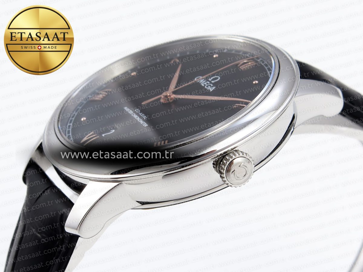 De Ville Date SS MKF 1:1 Best Edition Black Dial Roman Marker on Black Leather Strap A8800 - Görsel 8
