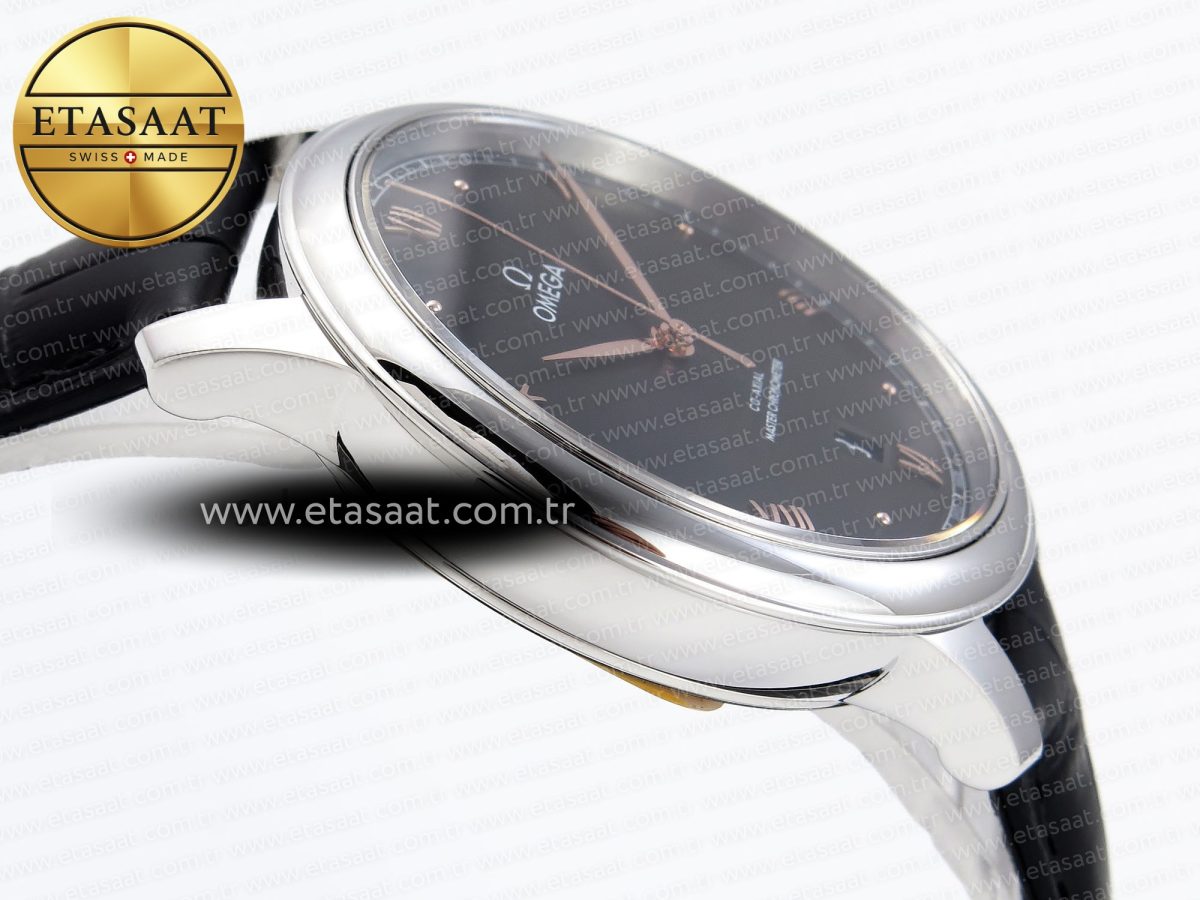 De Ville Date SS MKF 1:1 Best Edition Black Dial Roman Marker on Black Leather Strap A8800 - Görsel 9