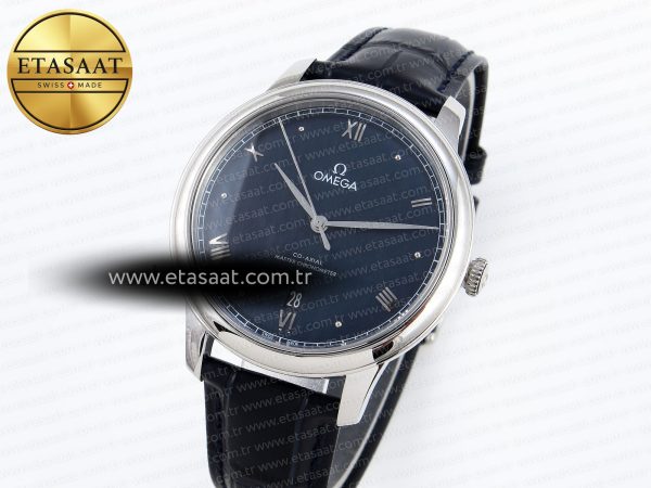 De Ville Date SS MKF 1:1 Best Edition Blue Dial Roman Marker on Black Leather Strap A8800