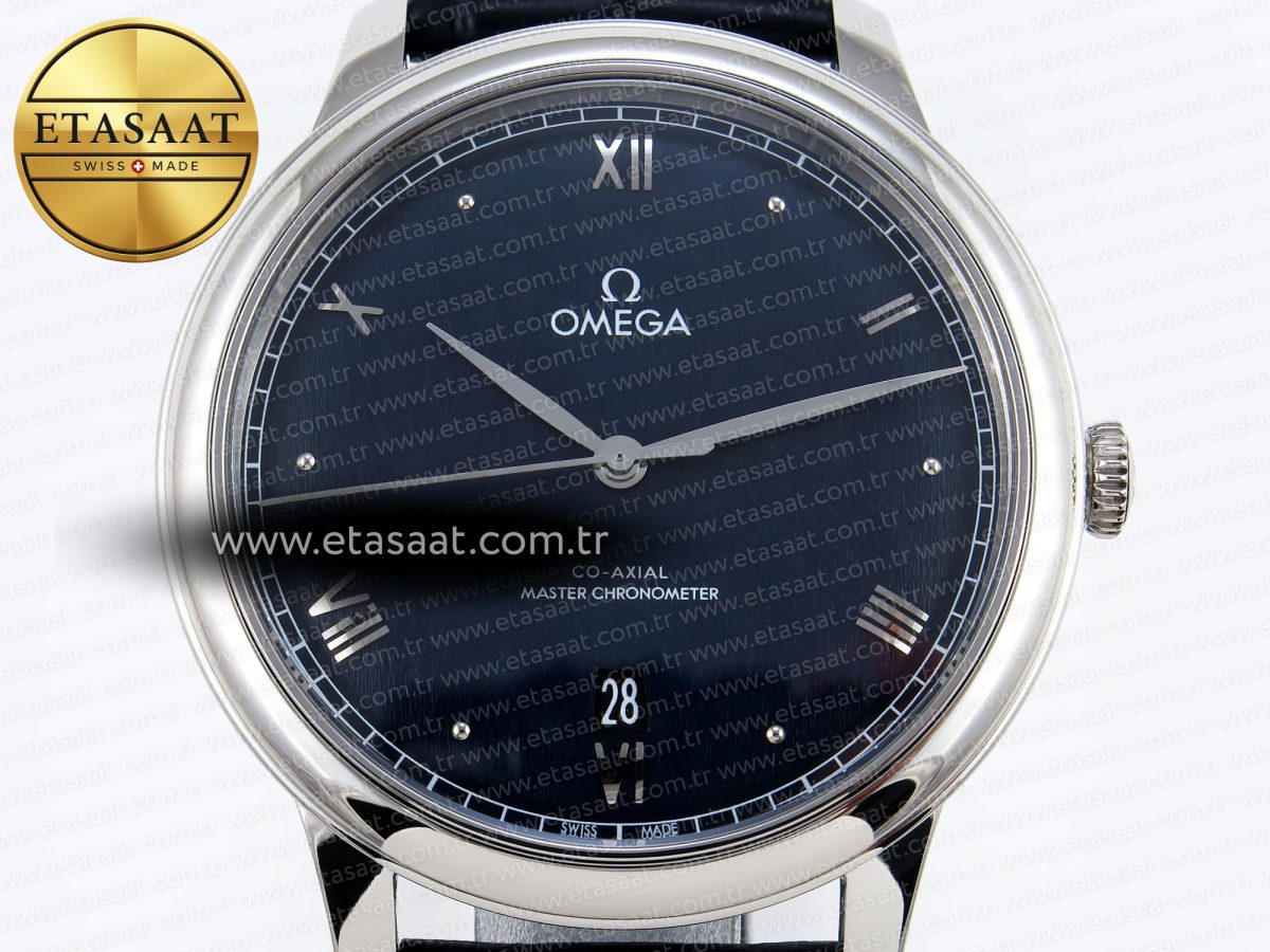 De Ville Date SS MKF 1:1 Best Edition Blue Dial Roman Marker on Black Leather Strap A8800 - Görsel 4