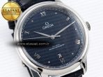 De Ville Date SS MKF 1:1 Best Edition Blue Dial Roman Marker on Black Leather Strap A8800 - Görsel 5