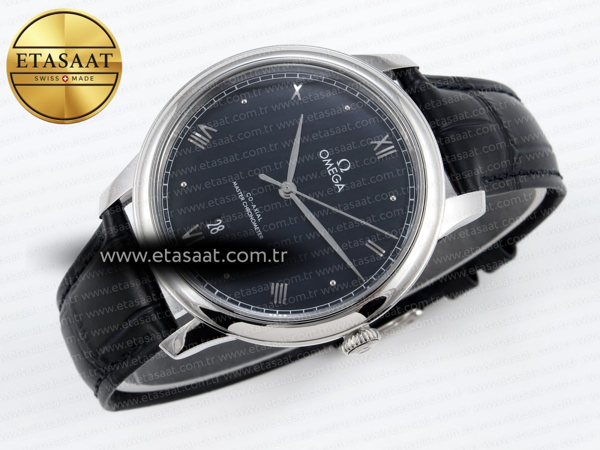 De Ville Date SS MKF 1:1 Best Edition Blue Dial Roman Marker on Black Leather Strap A8800 - Görsel 7