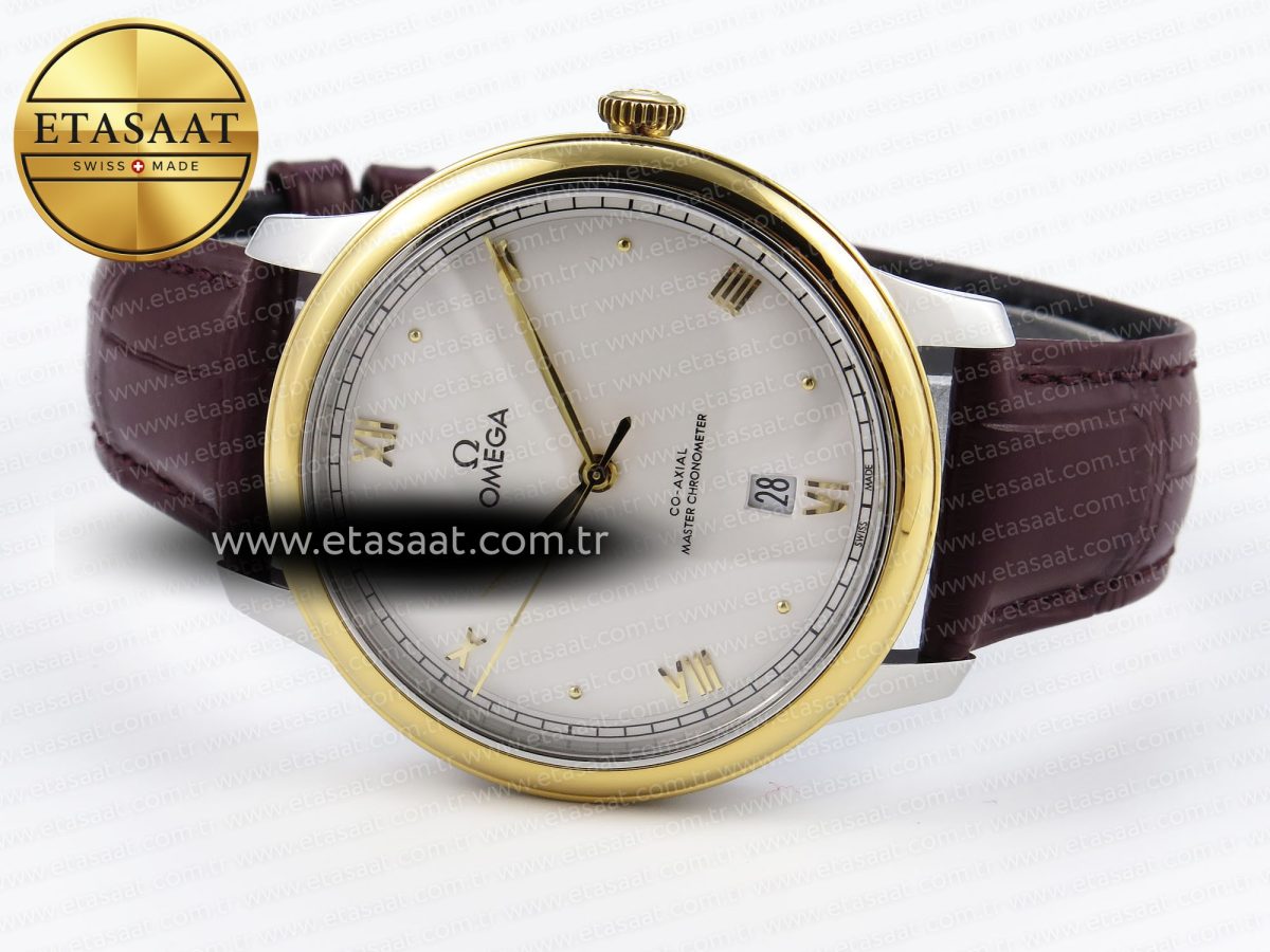 De Ville Date YG MKF 1:1 Best Edition White Dial Roman Marker on Brown Leather Strap A8800 - Görsel 6