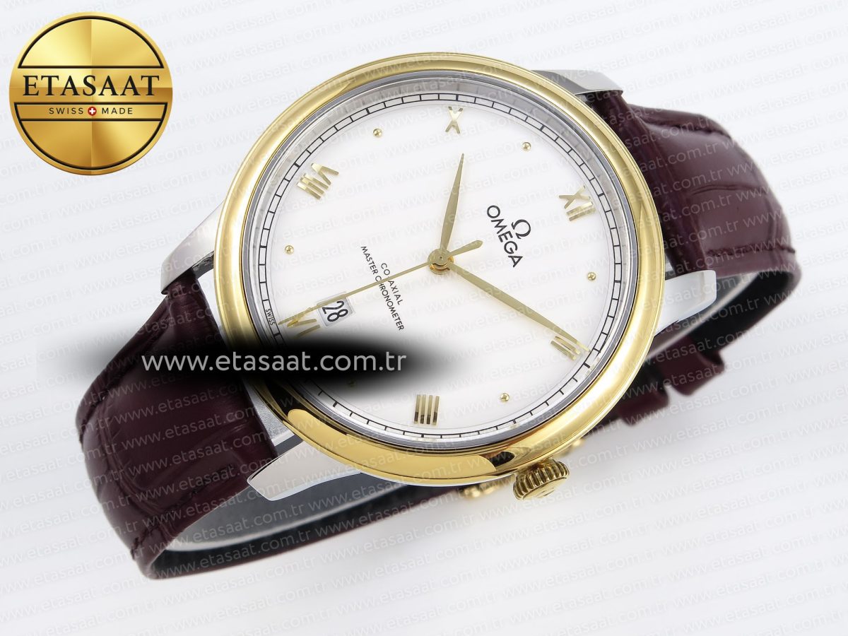 De Ville Date YG MKF 1:1 Best Edition White Dial Roman Marker on Brown Leather Strap A8800 - Görsel 7