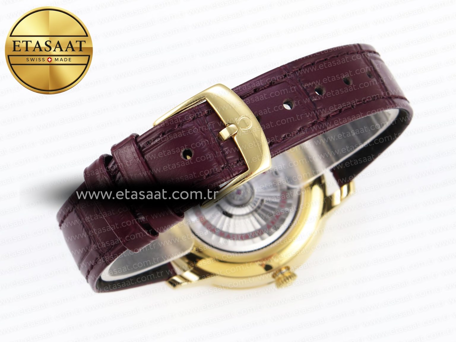 De Ville Date YG MKF 1:1 Best Edition White Textured Dial Roman Marker on Brown Leather Strap A8800 - Görsel 15