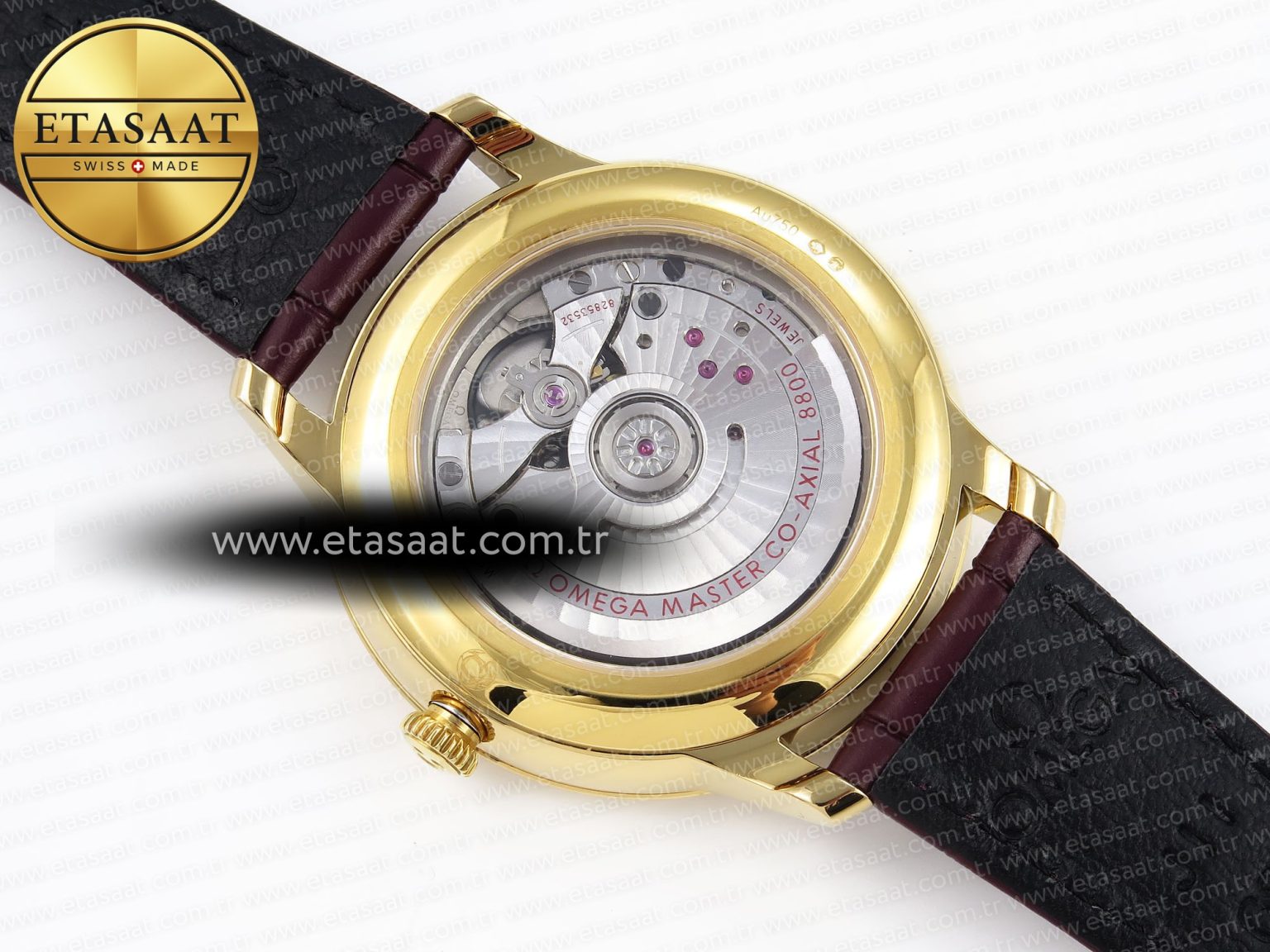 De Ville Date YG MKF 1:1 Best Edition White Textured Dial Roman Marker on Brown Leather Strap A8800 - Görsel 16