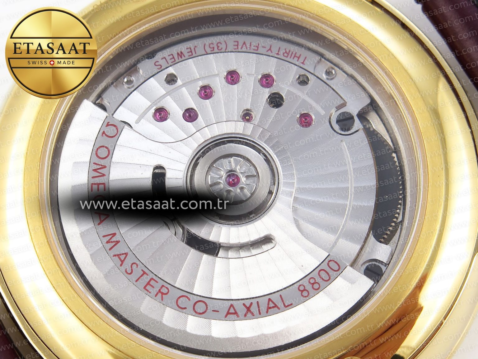 De Ville Date YG MKF 1:1 Best Edition White Textured Dial Roman Marker on Brown Leather Strap A8800 - Görsel 18