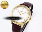 De Ville Date YG MKF 1:1 Best Edition White Textured Dial Roman Marker on Brown Leather Strap A8800 - Görsel 2