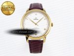 De Ville Date YG MKF 1:1 Best Edition White Textured Dial Roman Marker on Brown Leather Strap A8800 - Görsel 3