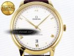 De Ville Date YG MKF 1:1 Best Edition White Textured Dial Roman Marker on Brown Leather Strap A8800 - Görsel 4
