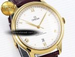De Ville Date YG MKF 1:1 Best Edition White Textured Dial Roman Marker on Brown Leather Strap A8800 - Görsel 5
