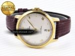 De Ville Date YG MKF 1:1 Best Edition White Textured Dial Roman Marker on Brown Leather Strap A8800 - Görsel 6